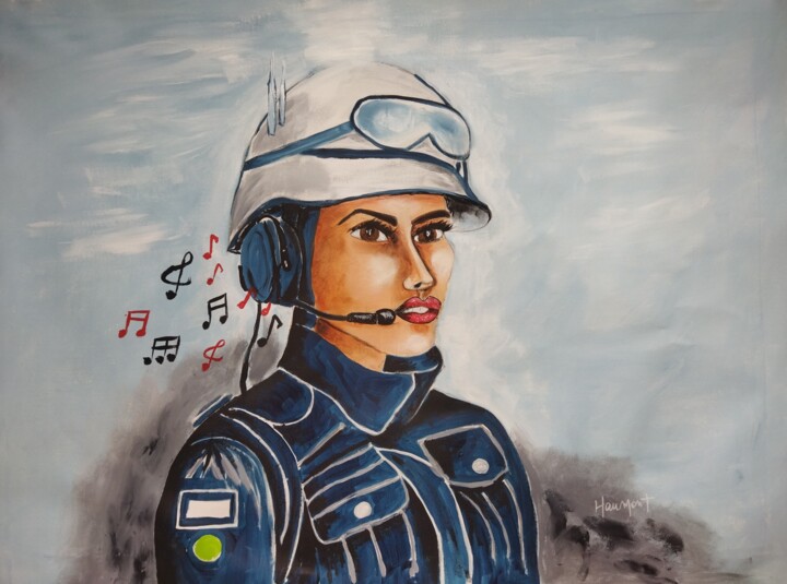 Painting titled "Painter Air Force" by Fabienne Haumont, Original Artwork, Acrylic
