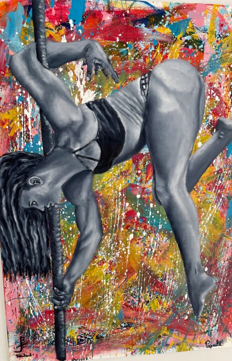 Painting titled "Paula 2" by Fabienne Jean-Marie-Flore, Original Artwork, Oil Mounted on Wood Stretcher frame