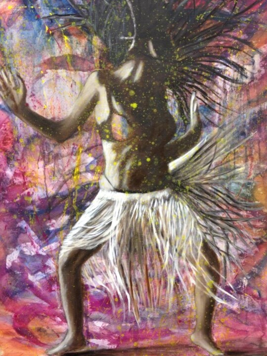 Painting titled "Liberté" by Fabienne Jean-Marie-Flore, Original Artwork, Oil Mounted on Wood Stretcher frame