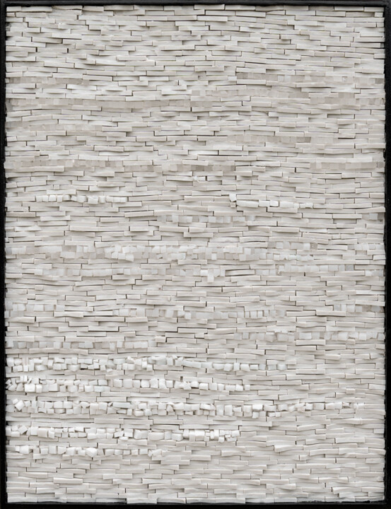 Sculpture titled "Blanc tout simpleme…" by Fabienne Le Pajolec Moree, Original Artwork, Mosaic Mounted on Other rigid panel