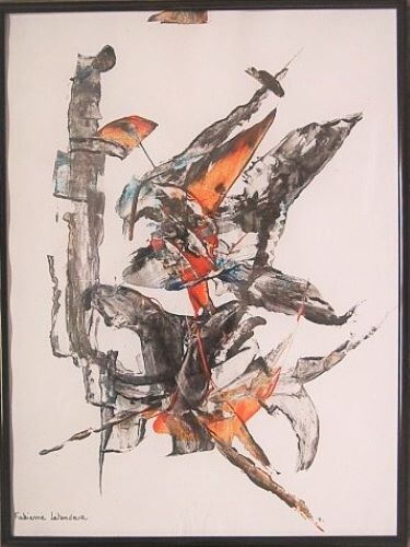 Painting titled "Art Abstrait (11111…" by Fabienne Letondeur, Original Artwork, Acrylic Mounted on Cardboard