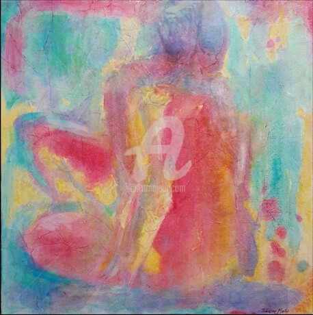 Peinture intitulée "NU COULEUR 2" par Fabienne Martin, Œuvre d'art originale, Huile