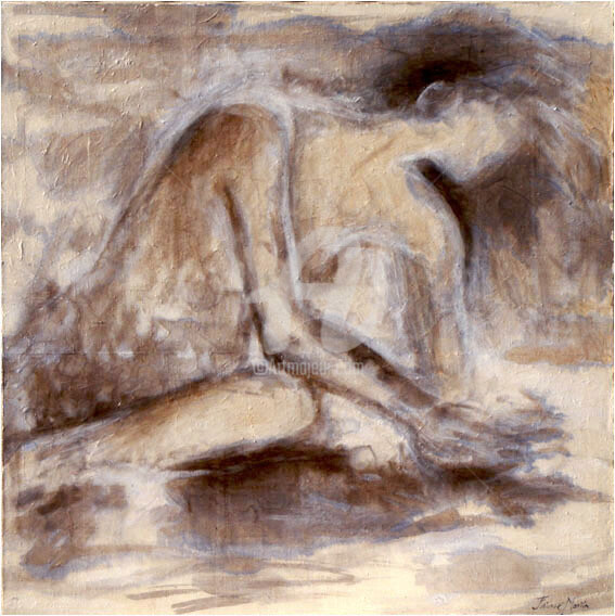 Painting titled "VENUS AQUA" by Fabienne Martin, Original Artwork, Oil