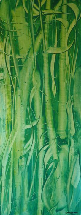 Peinture intitulée "bambous.jpg" par Fabienne Alix Mondore, Œuvre d'art originale