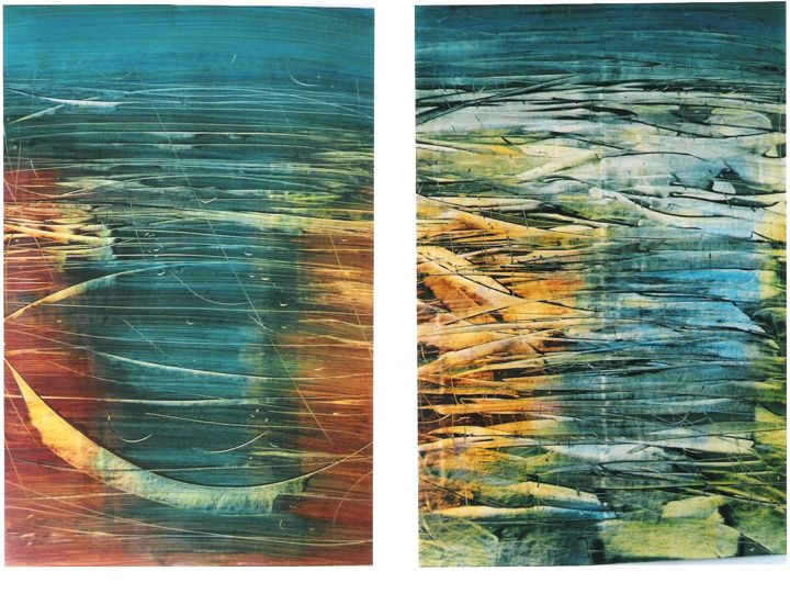 Peinture intitulée "paysages marin miné…" par Fabienne Alix Mondore, Œuvre d'art originale, Acrylique