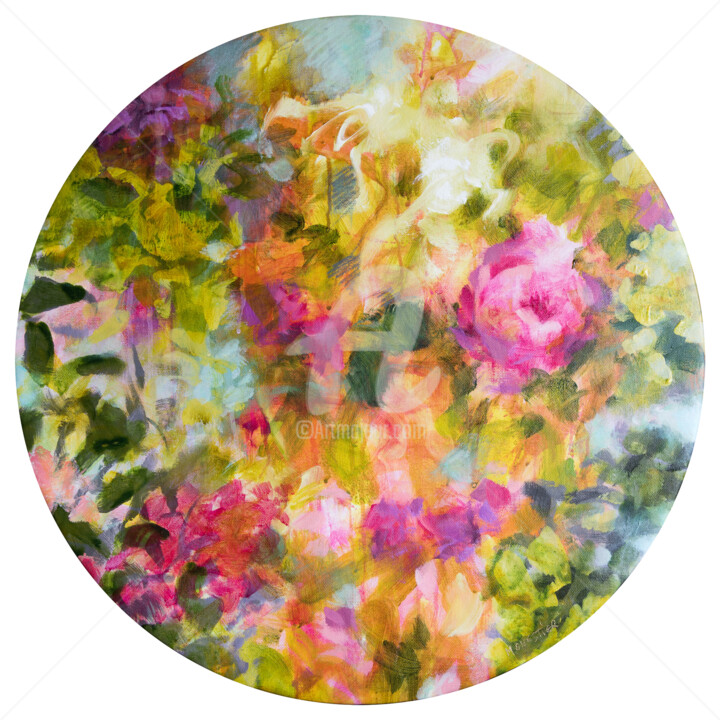 Painting titled "Printemps, fantaisi…" by Fabienne Monestier, Original Artwork, Acrylic