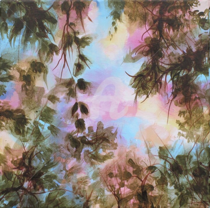 Peinture intitulée "Feuilles d'automne…" par Fabienne Monestier, Œuvre d'art originale, Acrylique