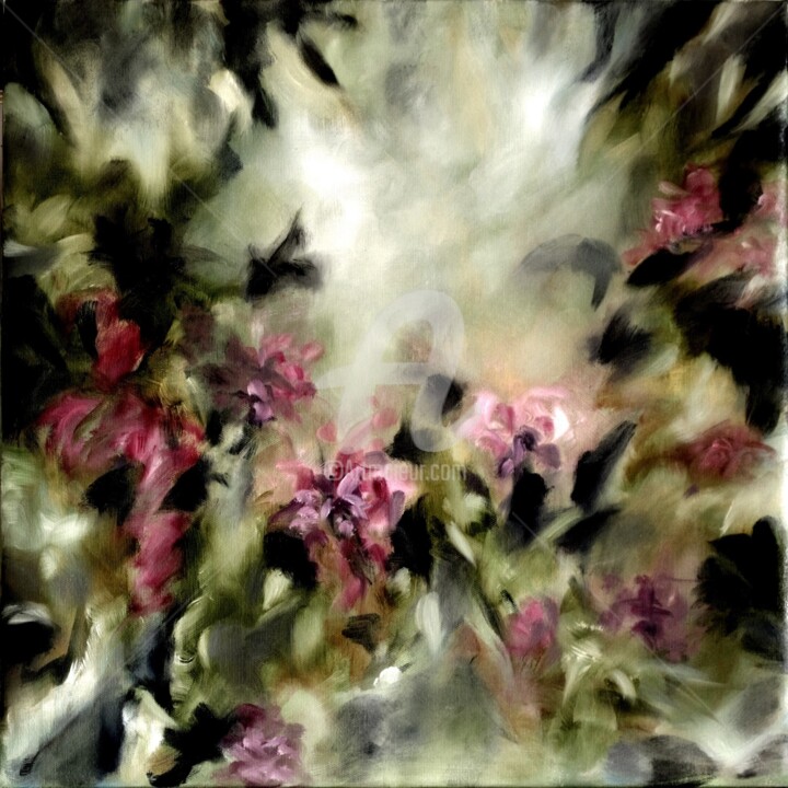 Peinture intitulée "Fleurs" par Fabienne Monestier, Œuvre d'art originale, Huile