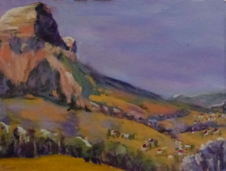 Painting titled "la-dent de Crolles.…" by Munro, Original Artwork, Pastel