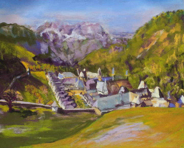 Painting titled "Monastère de la gra…" by Munro, Original Artwork, Pastel