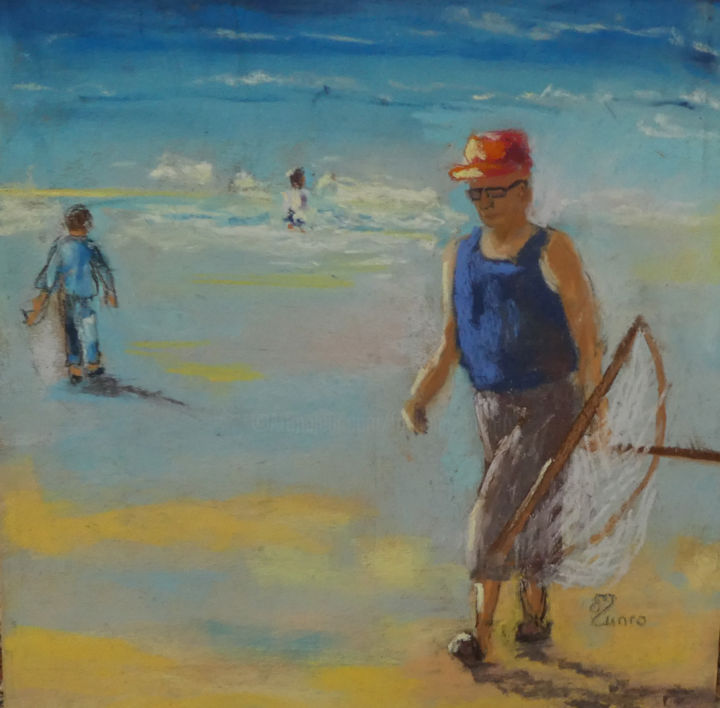 Painting titled "Oncle pêcheur" by Munro, Original Artwork, Pastel