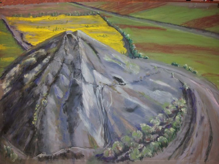 Malerei mit dem Titel "La montagne des min…" von Munro, Original-Kunstwerk, Pastell