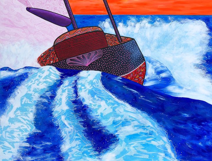 Pintura titulada "Nouveaux horizons" por Fabienne Riviere Patry, Obra de arte original, Acrílico Montado en Bastidor de cami…