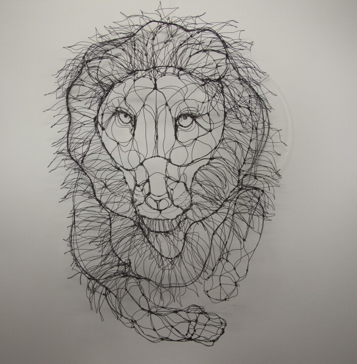 雕塑 标题为“Lion trophée 3D” 由Fabienne Quenard, 原创艺术品, 线