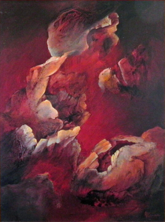 Peinture intitulée "Feu d'enfer" par Fabienne Quinsac, Œuvre d'art originale, Acrylique
