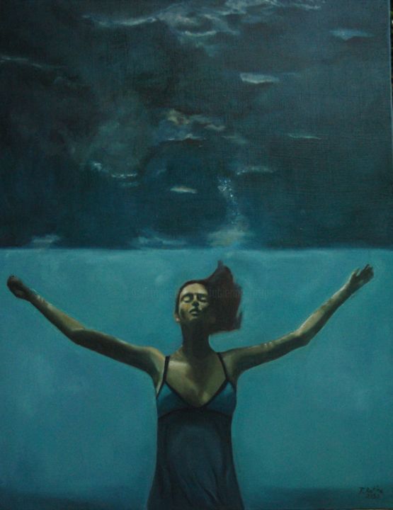 Peinture intitulée "Evasion acquatique" par Fabienne Rattier, Œuvre d'art originale, Huile
