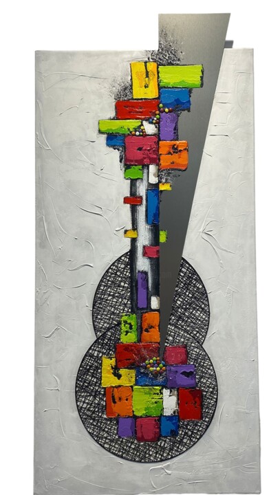 Painting titled "GUITARE" by Fabienne Rosalina, Original Artwork, Acrylic