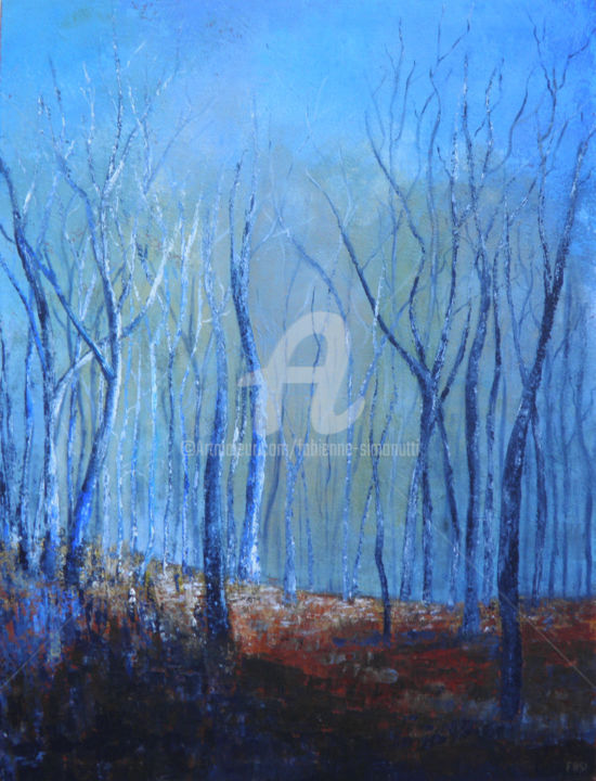 Schilderij getiteld "La forêt bleue" door Fasi, Origineel Kunstwerk, Acryl