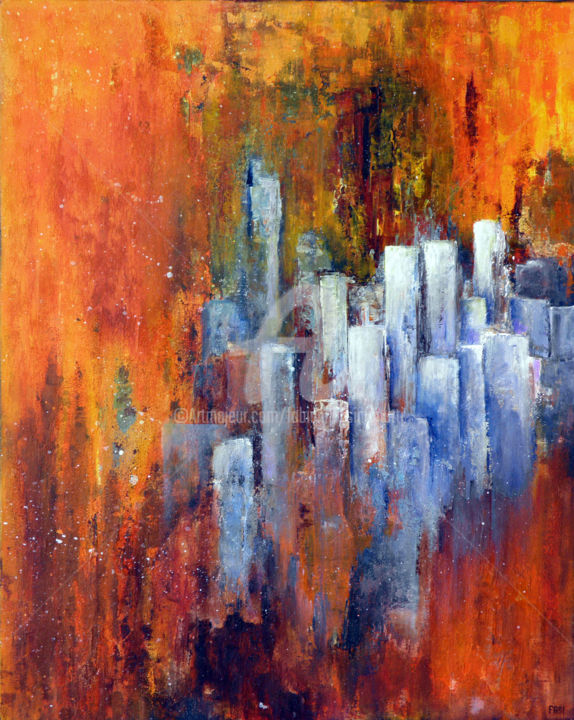 Painting titled "Building" by Fasi, Original Artwork, Acrylic