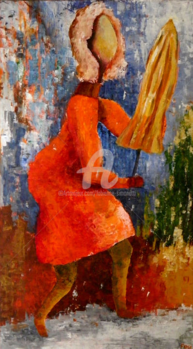 Schilderij getiteld "Le parapluie" door Fasi, Origineel Kunstwerk, Acryl