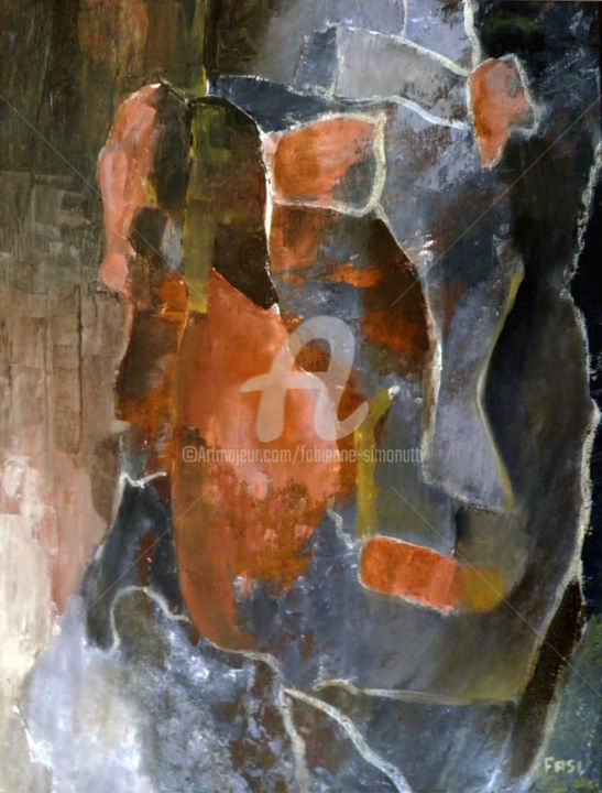 Peinture intitulée "L'homme bleu" par Fasi, Œuvre d'art originale, Acrylique