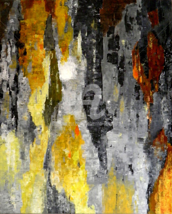 Painting titled "Flammes" by Fasi, Original Artwork, Acrylic