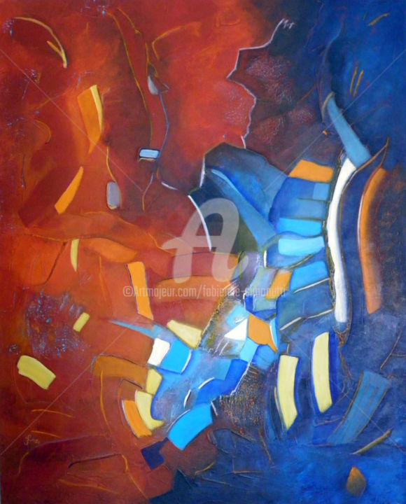 Painting titled "Abstract'2" by Fasi, Original Artwork, Acrylic