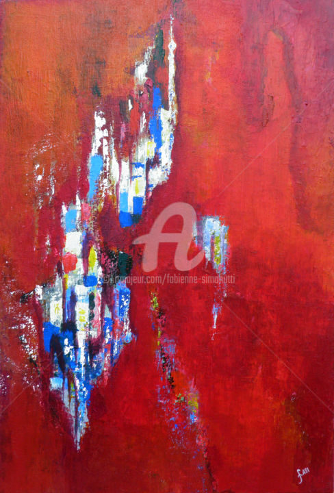 Painting titled "Rouge 2" by Fasi, Original Artwork, Acrylic