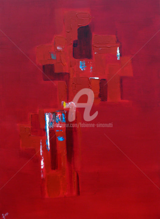 Peinture intitulée "Rouge" par Fasi, Œuvre d'art originale, Acrylique