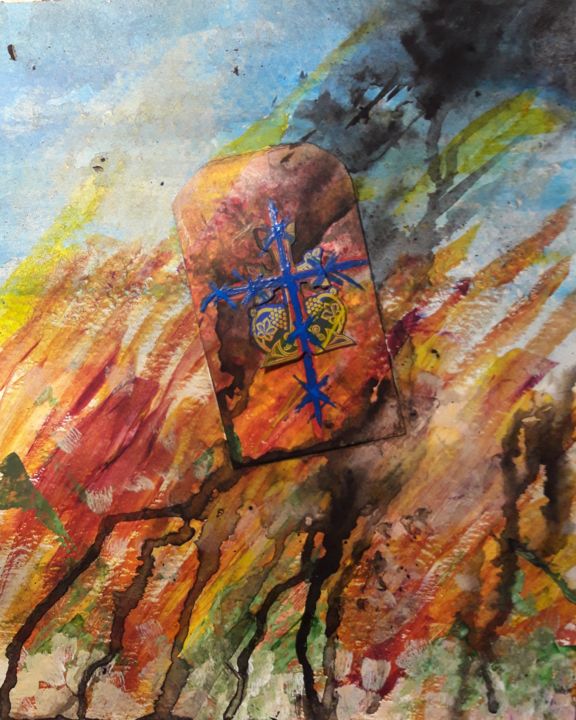 Painting titled "Noradouz, katchkars…" by Fabienne Touzladjian, Original Artwork, Acrylic