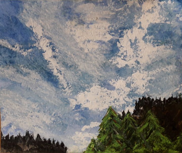 Peinture intitulée "Si loin de la ville" par Fabienne Touzladjian, Œuvre d'art originale, Acrylique