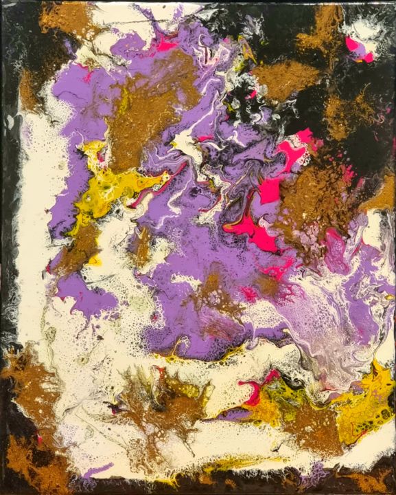 Painting titled "L'Or en Mauve" by Fabienne Bar, Original Artwork, Acrylic