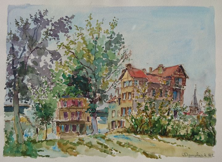 Painting titled "La Maison Fournaise…" by Vincent Dumolard, Original Artwork, Watercolor