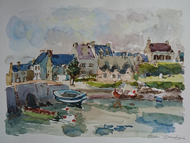 Painting titled "Saint-Cado" by Vincent Dumolard, Original Artwork, Watercolor