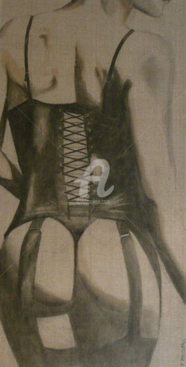Peinture intitulée "Corset cuir" par Fabienne Rousseau, Œuvre d'art originale, Autre