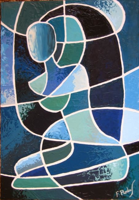 Peinture intitulée "Calme bleu" par Fabien Rodes, Œuvre d'art originale,