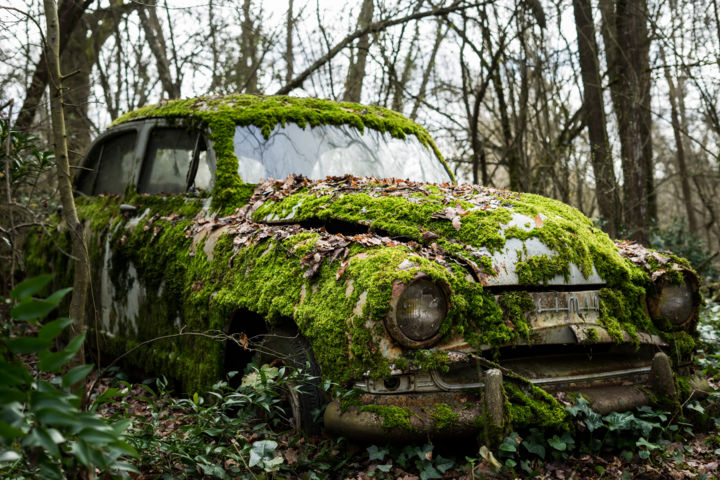 Fotografie getiteld "Simca abandonnée" door Fabien Sans, Origineel Kunstwerk, Digitale fotografie