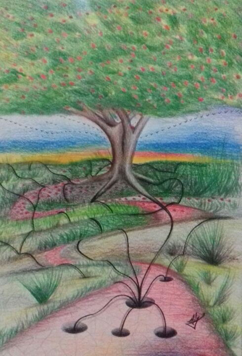绘画 标题为“A Árvore” 由Fábio Francisco Silva, 原创艺术品, 铅笔