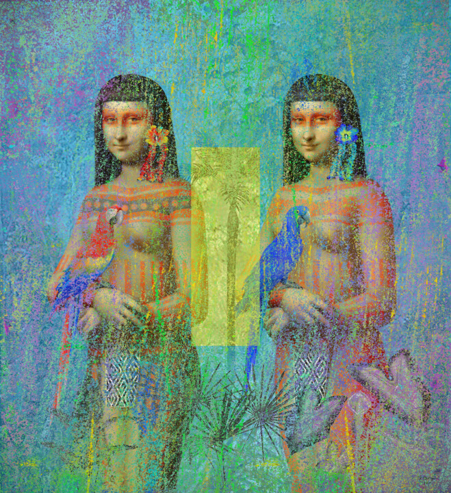 Schilderij getiteld "JUMELLES AMAZONIENN…" door Fábio Borges, Origineel Kunstwerk, Acryl