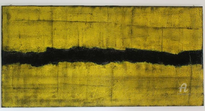Peinture intitulée "traces blak-yellow" par Fabio Brambilla (Fabiobram), Œuvre d'art originale