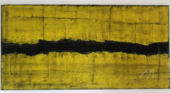 Peinture intitulée "traces blak-yellow" par Fabio Brambilla (Fabiobram), Œuvre d'art originale