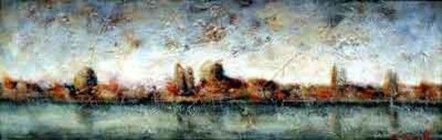 Pittura intitolato "Luci della laguna" da Fabio Langella, Opera d'arte originale, Olio