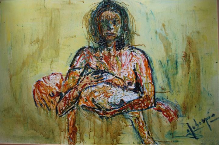 Painting titled "Madre" by Fabrizio D'Andrea, Original Artwork, Oil