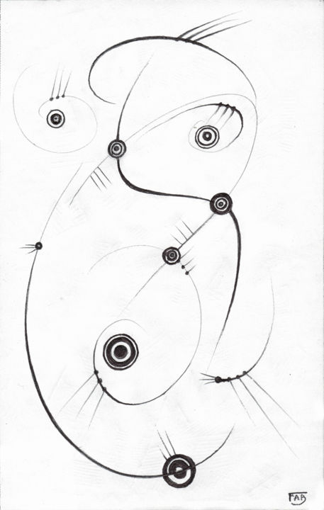 Drawing titled "Trois" by Fabrice Cadet, Original Artwork, Ballpoint pen