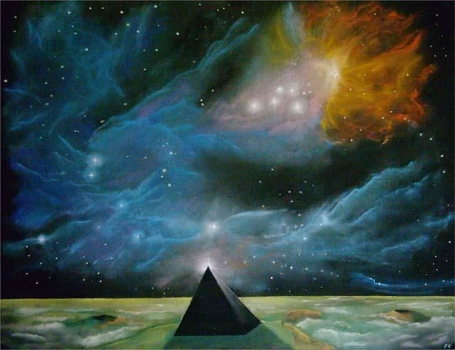 Peinture intitulée "La pyramide noire" par Fabrice Cadet, Œuvre d'art originale
