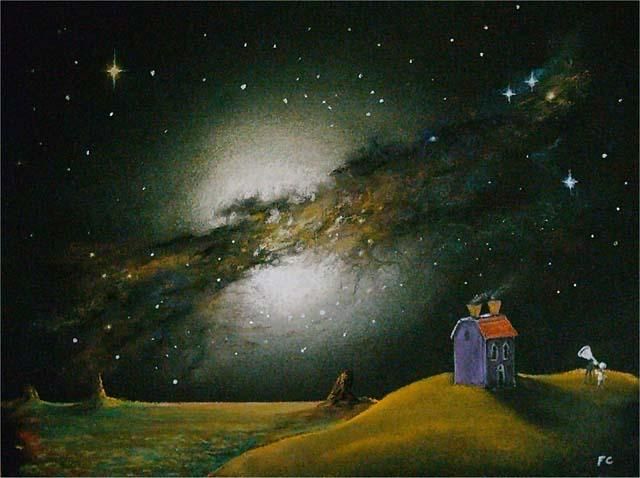 Painting titled "L'Astronome" by Fabrice Cadet, Original Artwork