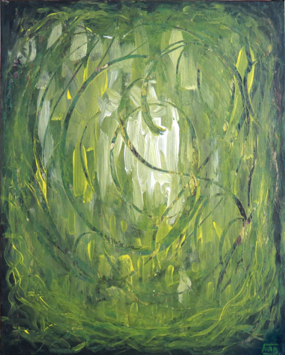 Painting titled "Jungle psychique" by Fabrice Cadet, Original Artwork, Acrylic