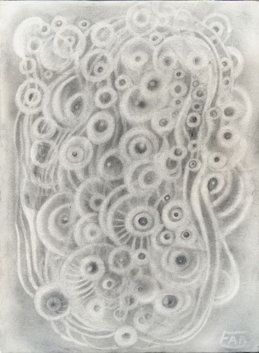 Drawing titled "Roues spectrales" by Fabrice Cadet, Original Artwork, Graphite