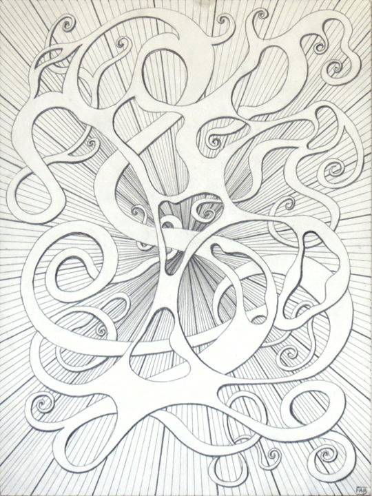 Drawing titled "Danse hypnotique" by Fabrice Cadet, Original Artwork, Graphite