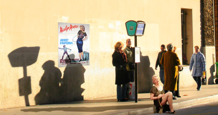「Bus Stop」というタイトルのデジタルアーツ Fabrice Cadetによって, オリジナルのアートワーク, 写真モンタージュ